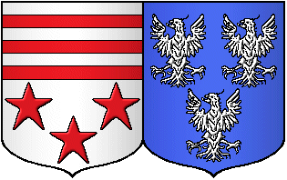 blason d'alliance des familles de Mascureau et de Plument.